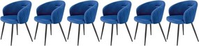 Set di 6 sedie K430 in velluto blu navy