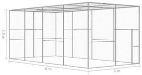 Gabbia per gatti 6x3x2,5 m in acciaio zincato