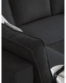 Divano letto angolare in velluto a coste color antracite Brave Dave - Miuform