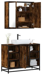 Set Mobili Da Bagno 2 Pz Rovere Fumo İn Legno Multistrato /