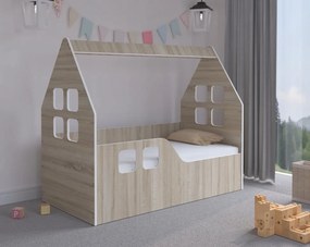 Letto per bambini 140 x 70 cm nel decoro quercia sonoma sinistra