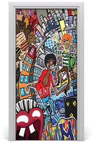Sticker porta Collage musicale 85x205 cm