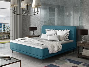 Letto matrimoniale boxspring Australia - 160 x 200 cm , Tessuto azzurro