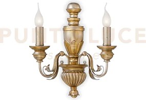 Firenze applique a parete oro 2 luci attacco e14 decorato a mano