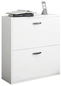 Scarpiera 2 ante doppia profondità L 73 x H 80 x P 25 cm 12 paia, bianco