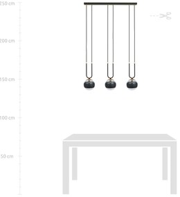 Lampadario Moderno Crio Acciaio Nero 3 Luci E14 Ip20
