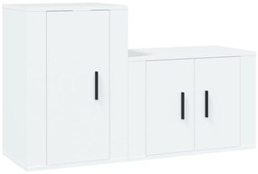 Set di mobili porta tv 2 pz bianco in legno multistrato