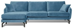 Divano angolare in velluto blu (angolo sinistro) Magic - Scandic