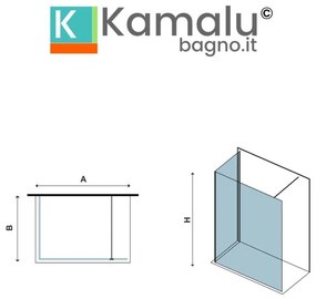 Kamalu - box doccia walk-in ad angolo 80x110cm vetro 8mm kw4000
