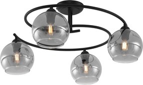 Plafoniera moderna nera con vetro fumé 4 luci - Alanis