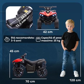 Quad Elettrico per Bambini ATV 6V Ricaricabile con Fari e Musica Rosso...