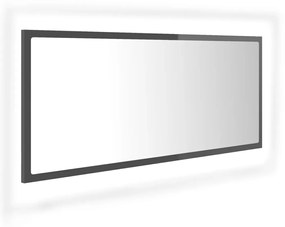 Specchio da bagno led grigio lucido 100x8,5x37 cm in acrilico