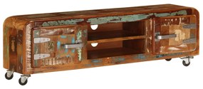 Mobile Porta Tv 120x30x36 Cm İn Legno Massello Di Recupero /
