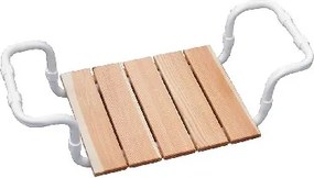 Sedile per vasca regolabile larice senza schienale telaio bianco