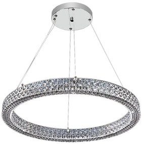 Lampadario LED neoclassico Soledad cromo Ø60cm, luce naturale 3600 lumen, NOVECENTO