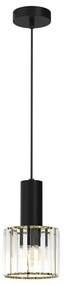 Lampadario a sospensione con filo CRISTAL 1xE27/60W/230V nero