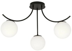 Lampadario da Soffitto in Acciaio e Vetro BOSTON 3 Nero 3xE14 Colore delle Sfere Bianco