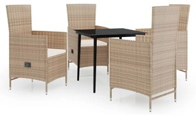 Set da pranzo per giardino 5 pz con cuscini beige