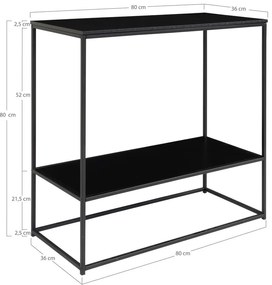 Consolle nera con piano nero 80x36 cm Vita - House Nordic