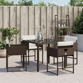 Sedie da giardino con cuscini 4 pz marroni in polyrattan