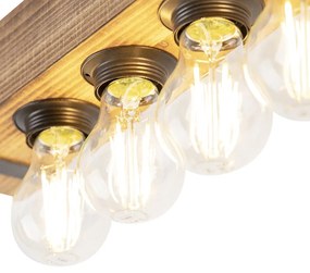 Lampada da soffitto industriale intelligente in legno e acciaio con 4 WiFi A60 - Reena