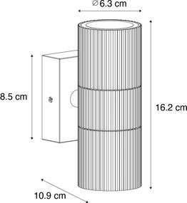 Lampada da parete industriale da esterno nera a 2 luci IP44 - Vigo