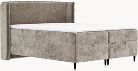 Letto boxspring in ciniglia fatto a mano con contenitore Monpelli, H4
