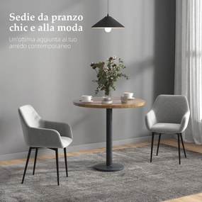 Set 2 Sedie Imbottite Stile Nordico 54x57x80 cm Tessuto Effetto Velluto Grigio Scuro...