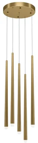 Lampadario A Sospensione Moderno Cascade Alluminio Ottone 5 Luci Led 31W