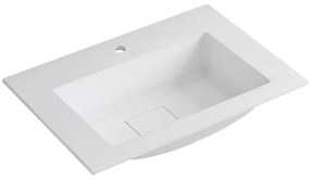 Lavabo a incasso rettangolare L 60.5 x H 14.4 x P 46 cm in resina bianco lucido