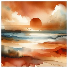 Quadro su tela – Tramonto rosso sopra il paesaggio
