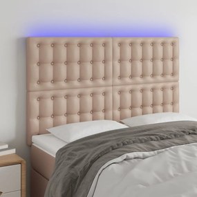 Testiera A Led Cappuccino 144x5x118/128 Cm İn Similpelle /