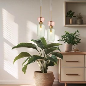 Lampadario a sospensione con filo MOLLY 1xE14/40W/230V diametro 12 cm oro/verde/rosa