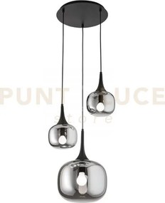 Lampadario a sospensione jaipur fume' e nera 1 luce attacco e27+2 l...