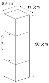 Lampada da parete per esterni nera con paralume fumé 2 luci IP44 - Denmark