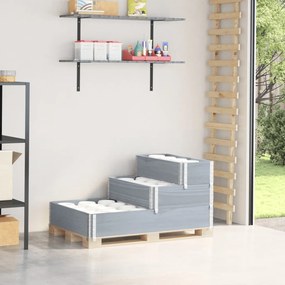 Fioriera Rialzata A 3 Livelli Grigia 120x80 Cm Legno Di Pino /