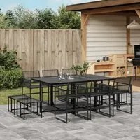 Set da Pranzo da Giardino 11 pz in Polyrattan Nero 3295044