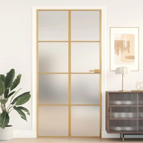 Porta Interni Sottile Oro 102,5x201,5 Vetro Temperato Alluminio /