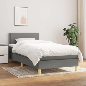 Giroletto A Molle Con Materasso Grigio Scuro 100x200 Cm Tessuto /