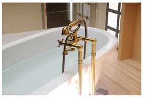 Rubinetto per vasca da bagno in argento lucido/dorato da parete (con due uscite) Antea – Sapho