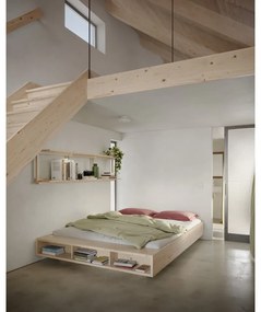 Letto matrimoniale di colore naturale in pino massiccio con rete inclusa 180x200 cm Merge – Karup Design