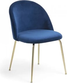 Sedia poltroncina in velluto Ottanio con gambe in metallo Oro - PARIS 2 sedie