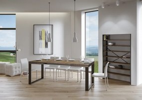 Tavolo allungabile Tecno P.90 - Struttura Antracite, 90x90/246 cm Tecno / Noce