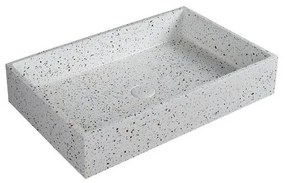 Kamalu - Lavabo da appoggio rettangolare con finitura terrazzo stracciatella | KTERD-600STR