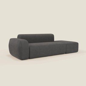 BonBon Divano modulare componibile – Composizione con pouf terminale in tessuto smacchiabile T23 antracite
