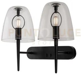 Applique a parete ares trasparente 2 luci attacco e14 42x22x33,7cm