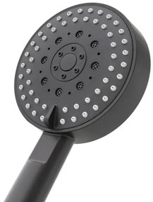 Doccino tondo 25,5cm nero opaco multigetto a getti concentrici in ABS anticalcare Hidra