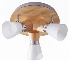 Vivica 3 Plafoniera Round White/Light Wood/Chrome - Lindby