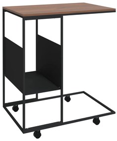 Tavolino con ruote nero 55x36x63,5 cm in legno multistrato