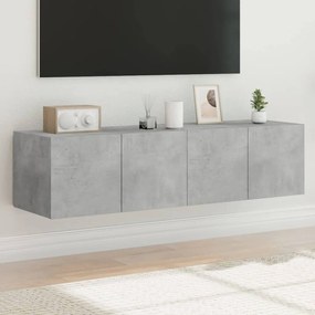 Mobili TV a Parete con Luci LED 2pz Grigio Cemento 60x35x31 cm